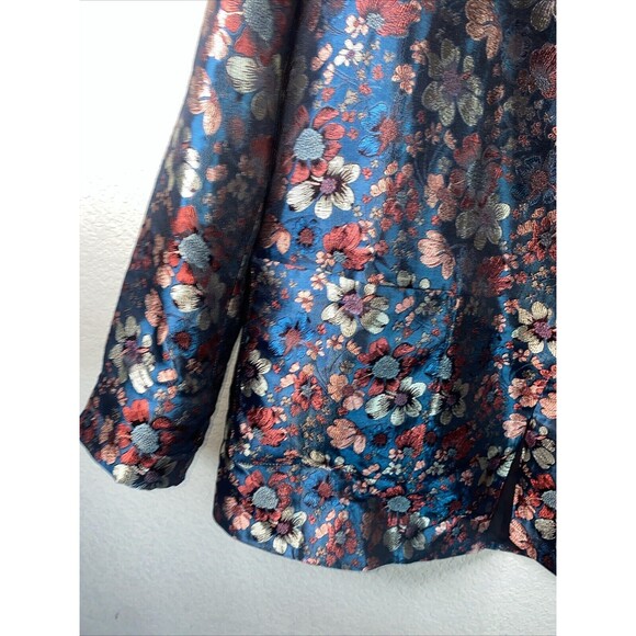 Molly Bracken Premium Floral Metallic Retro Blazer Jacket Medium Women Long City - Picture 3 of 11